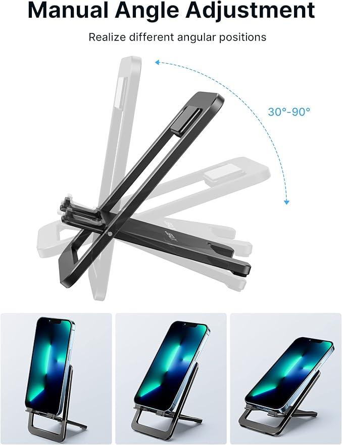 Ultra Thin Foldable Aluminum Phone Stand With 0°–90° Adjustment