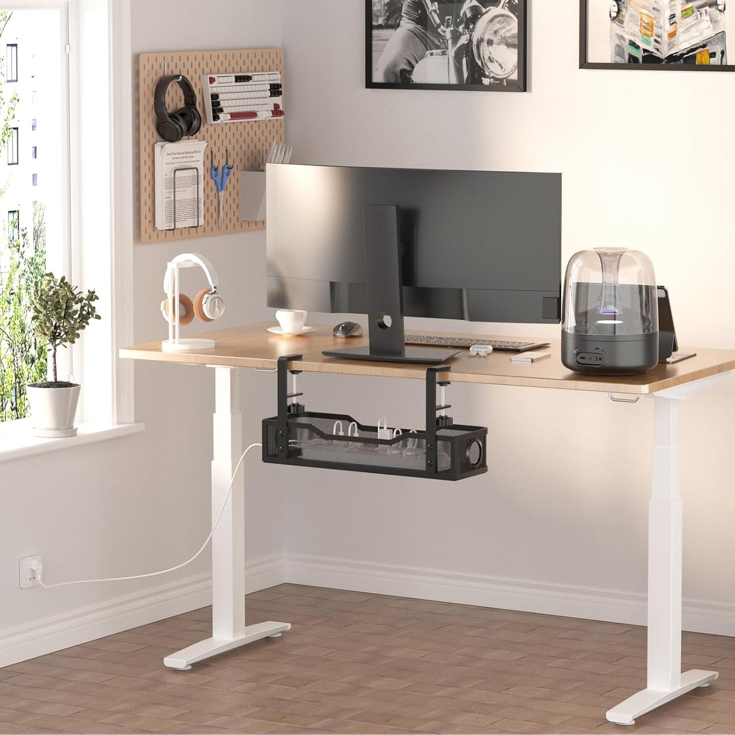 Under Desk Cable Management Tray | Drill-Free Wire Organizer