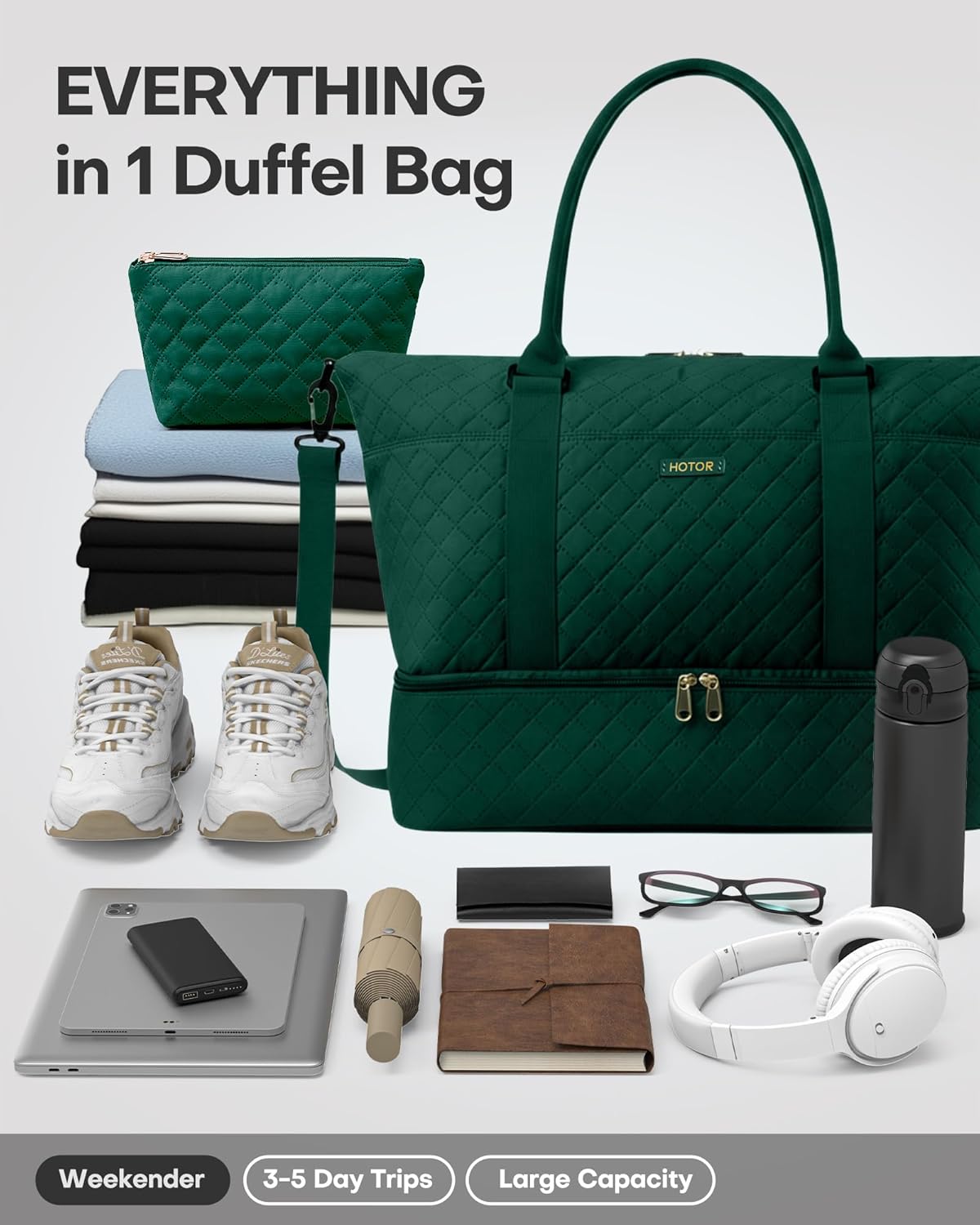 HOTOR Water-Resistant Travel Duffel Bag