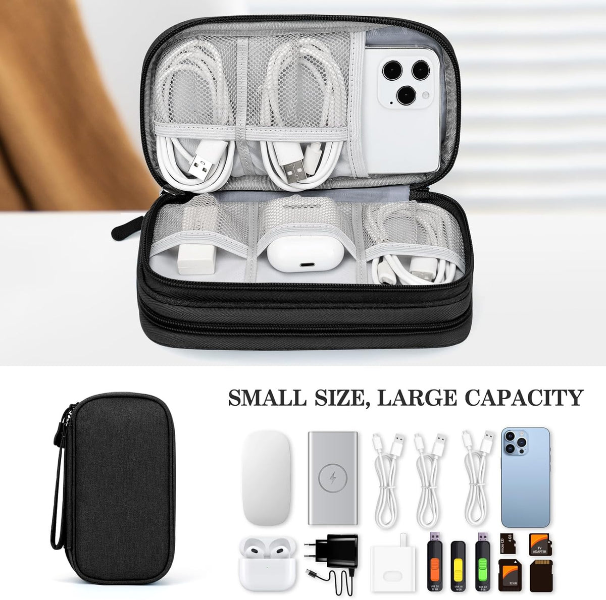 FYY Electronic Organizer with Double-Layer Storage