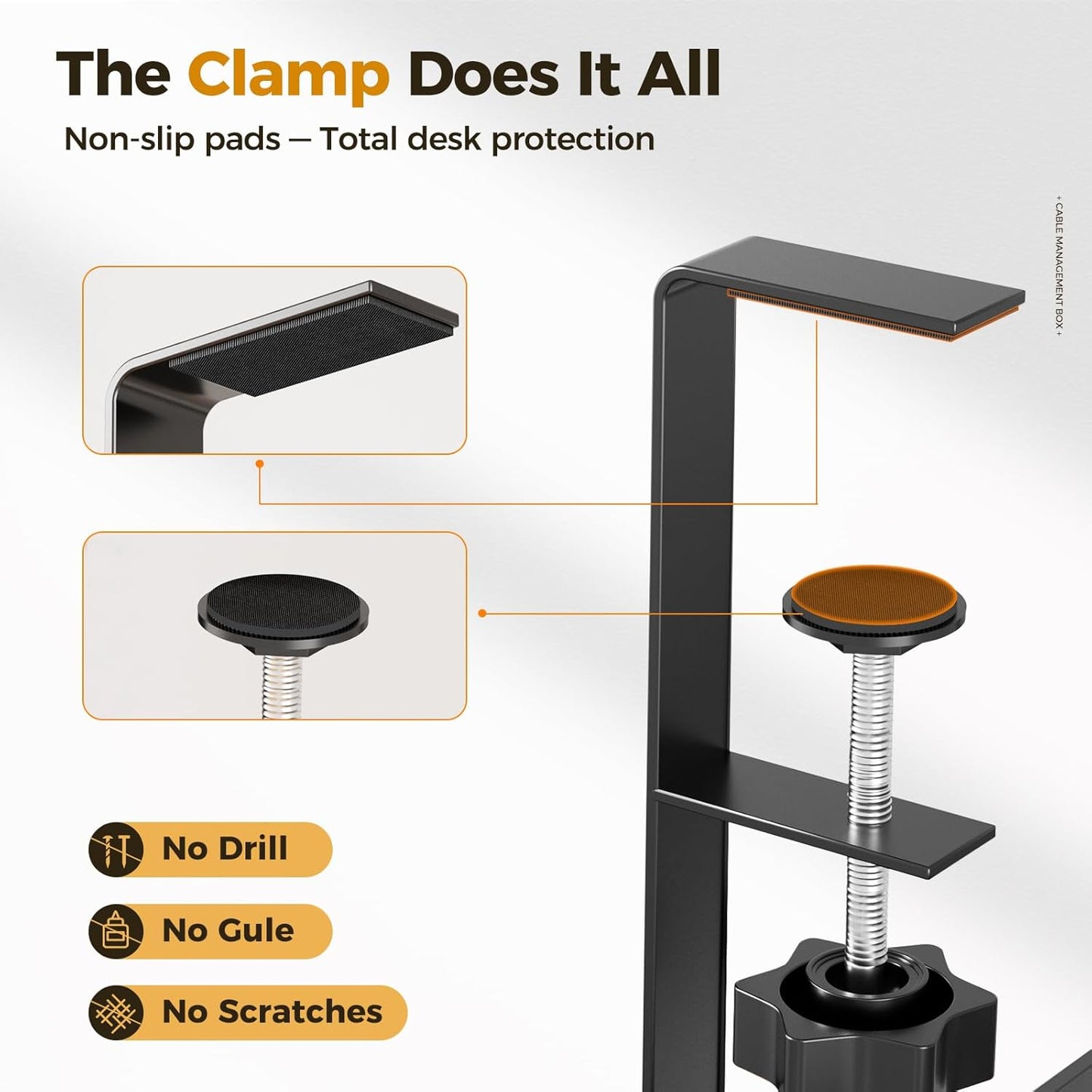 Under Desk Cable Management Tray | Drill-Free Wire Organizer