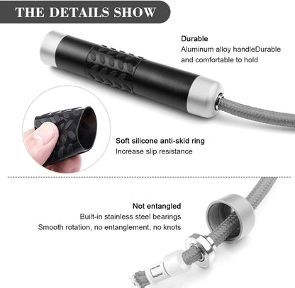 Weighted Jump Rope for Workout Fitness(1Lb), Tangle-Free Ball Bearing Rapid Speed Skipping Rope for MMA Boxing Weight-Loss,Aluminum Handle Adjustable Length 9MM Fabric Cotton+9Mm Solid PVC Rope