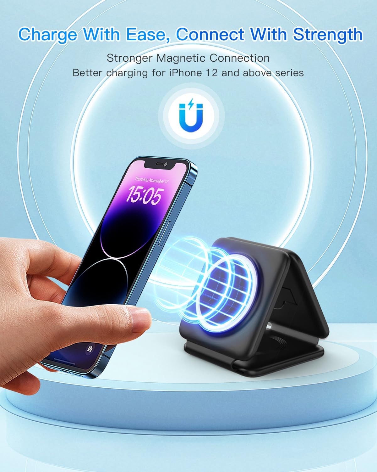 Foldable 3-in-1 Magnetic Wireless Charging Station | Apple Travel Dock