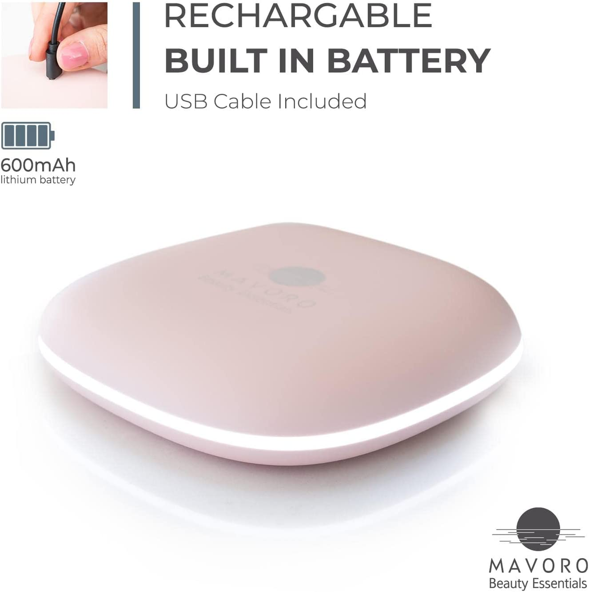 LED Lighted Travel Makeup Mirror | 1X/10X Magnification | Rechargeable USB-C | Pocket & Purse Portable Lighted Travel Makeup Compact Mirror, Touch Sensor (Heavenly Pink)