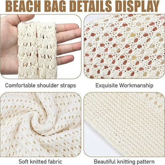 Hatisan Handmade Crochet Knit Beach Tote