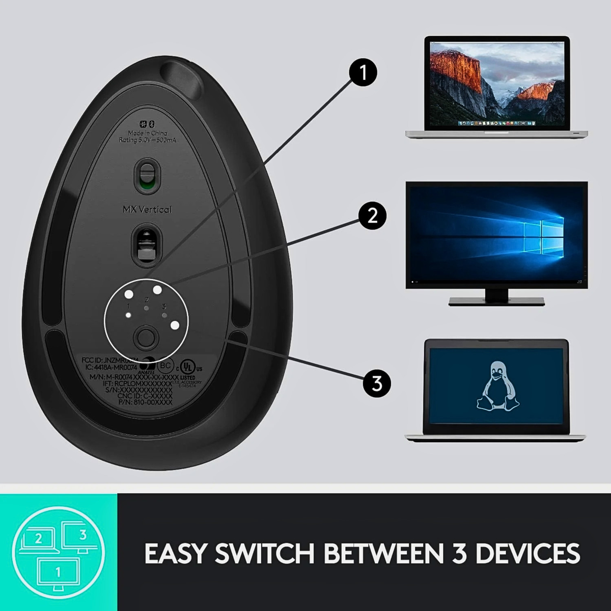 Logitech MX Vertical Ergonomic Mouse | Multi-Device Precision