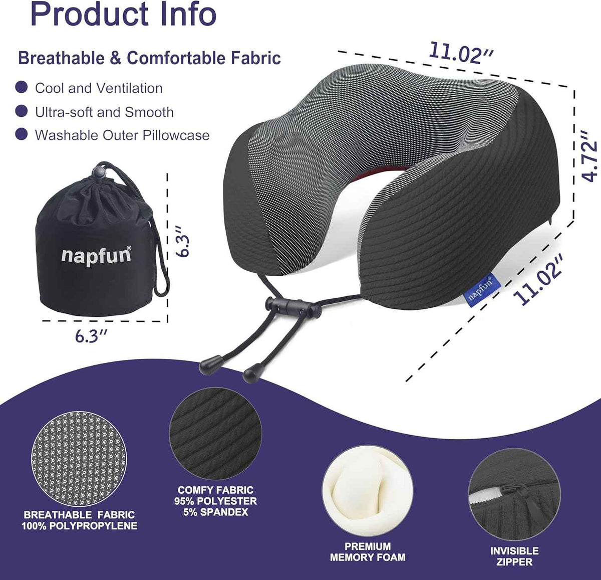 Ergonomic Memory Foam Flight Pillow with Integrated Support