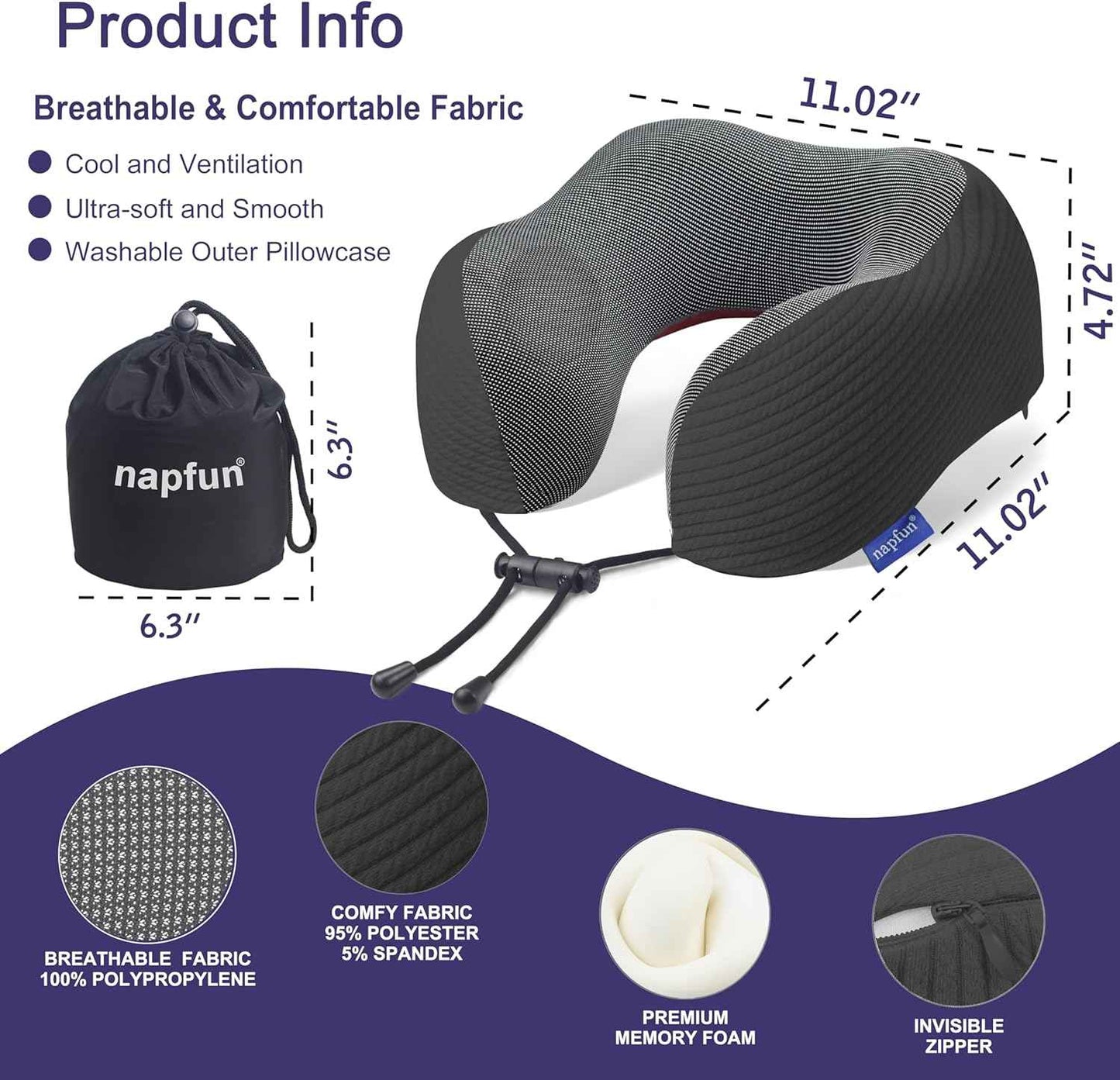 Ergonomic Memory Foam Flight Pillow with Integrated Support