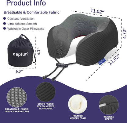 Ergonomic Memory Foam Flight Pillow with Integrated Support