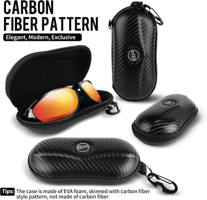 Sunglasses Case Semi Hard EVA Shell with Metal Hanging Hook Belt Clip Sun Glasses Storage
