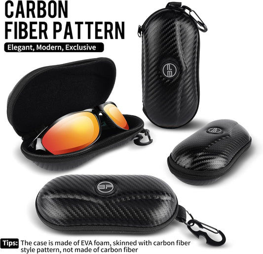 Sunglasses Case Semi Hard EVA Shell with Metal Hanging Hook Belt Clip Sun Glasses Storage