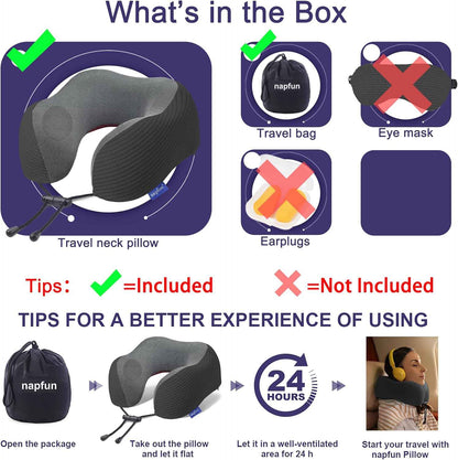 Ergonomic Memory Foam Flight Pillow with Integrated Support