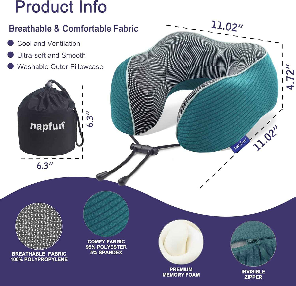 Ergonomic Memory Foam Flight Pillow with Integrated Support