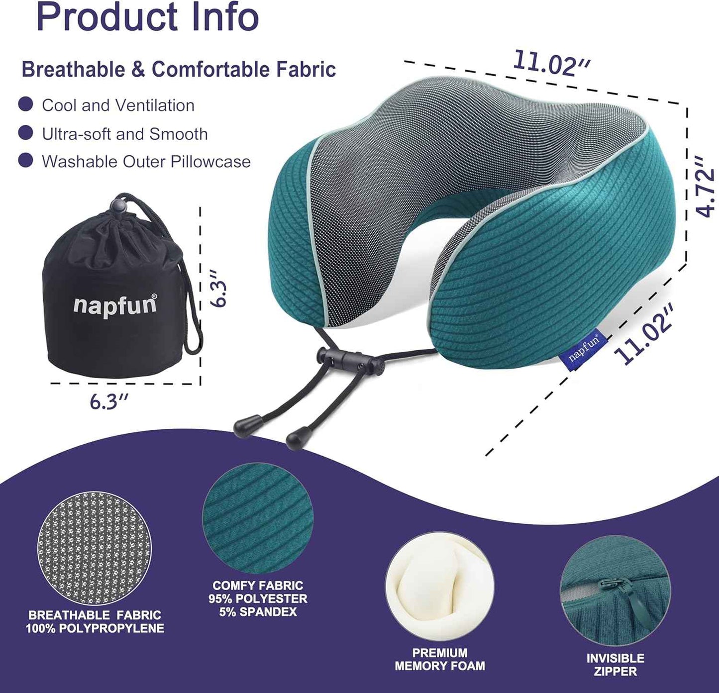 Ergonomic Memory Foam Flight Pillow with Integrated Support