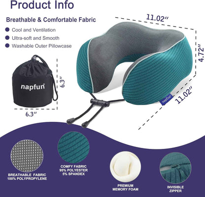 Ergonomic Memory Foam Flight Pillow with Integrated Support