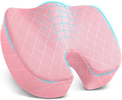 Office/ Car Seat Cushion, Non-Slip Sciatica & Back Coccyx Tailbone Pain Relief Chair Pad, Memory Foam Butt Pillow for Computer Desk, Wheelchair, Driving (Black)