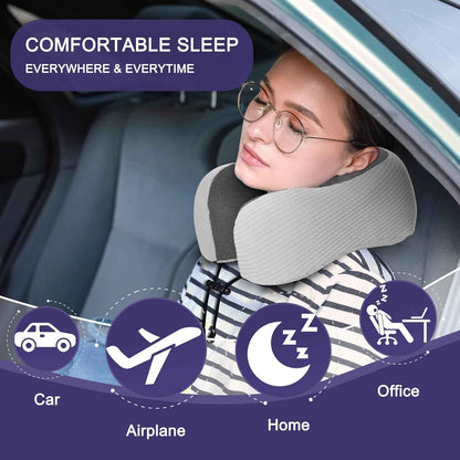 Ergonomic Memory Foam Flight Pillow with Integrated Support