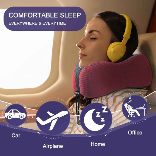 Ergonomic Memory Foam Flight Pillow with Integrated Support
