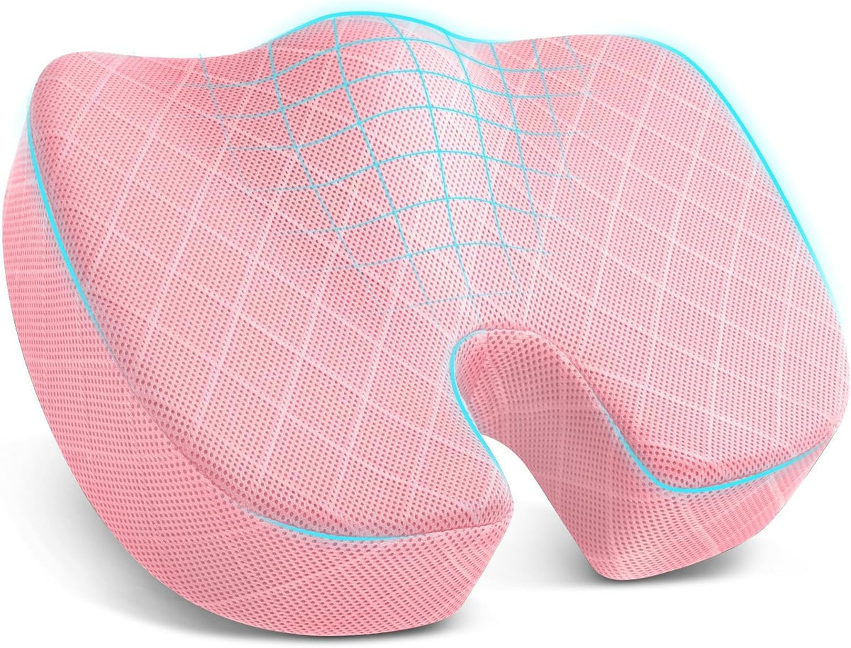 Office/ Car Seat Cushion, Non-Slip Sciatica & Back Coccyx Tailbone Pain Relief Chair Pad, Memory Foam Butt Pillow for Computer Desk, Wheelchair, Driving (Black)
