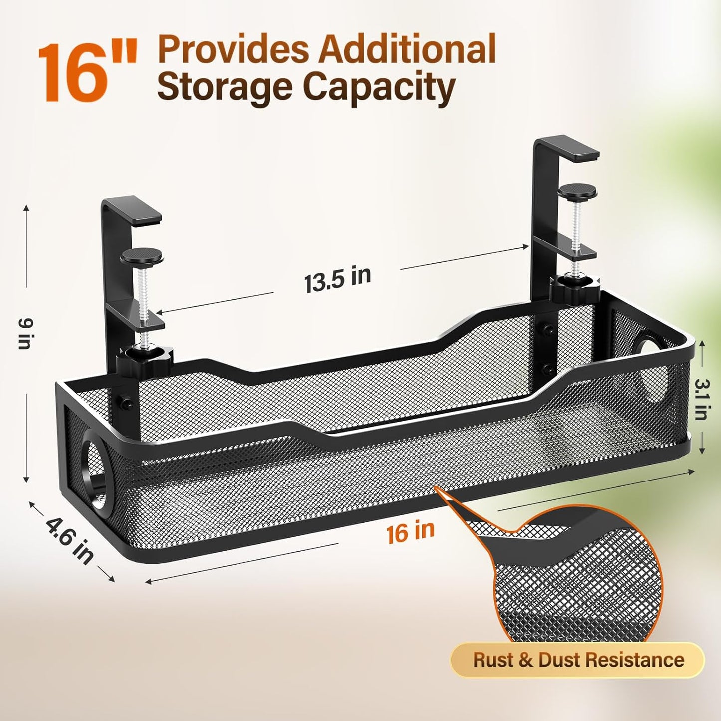 Under Desk Cable Management Tray | Drill-Free Wire Organizer