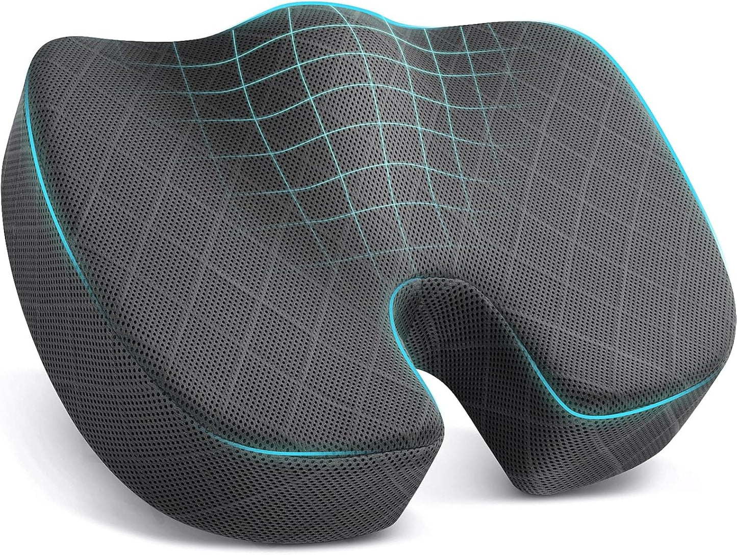 Office/ Car Seat Cushion, Non-Slip Sciatica & Back Coccyx Tailbone Pain Relief Chair Pad, Memory Foam Butt Pillow for Computer Desk, Wheelchair, Driving (Black)
