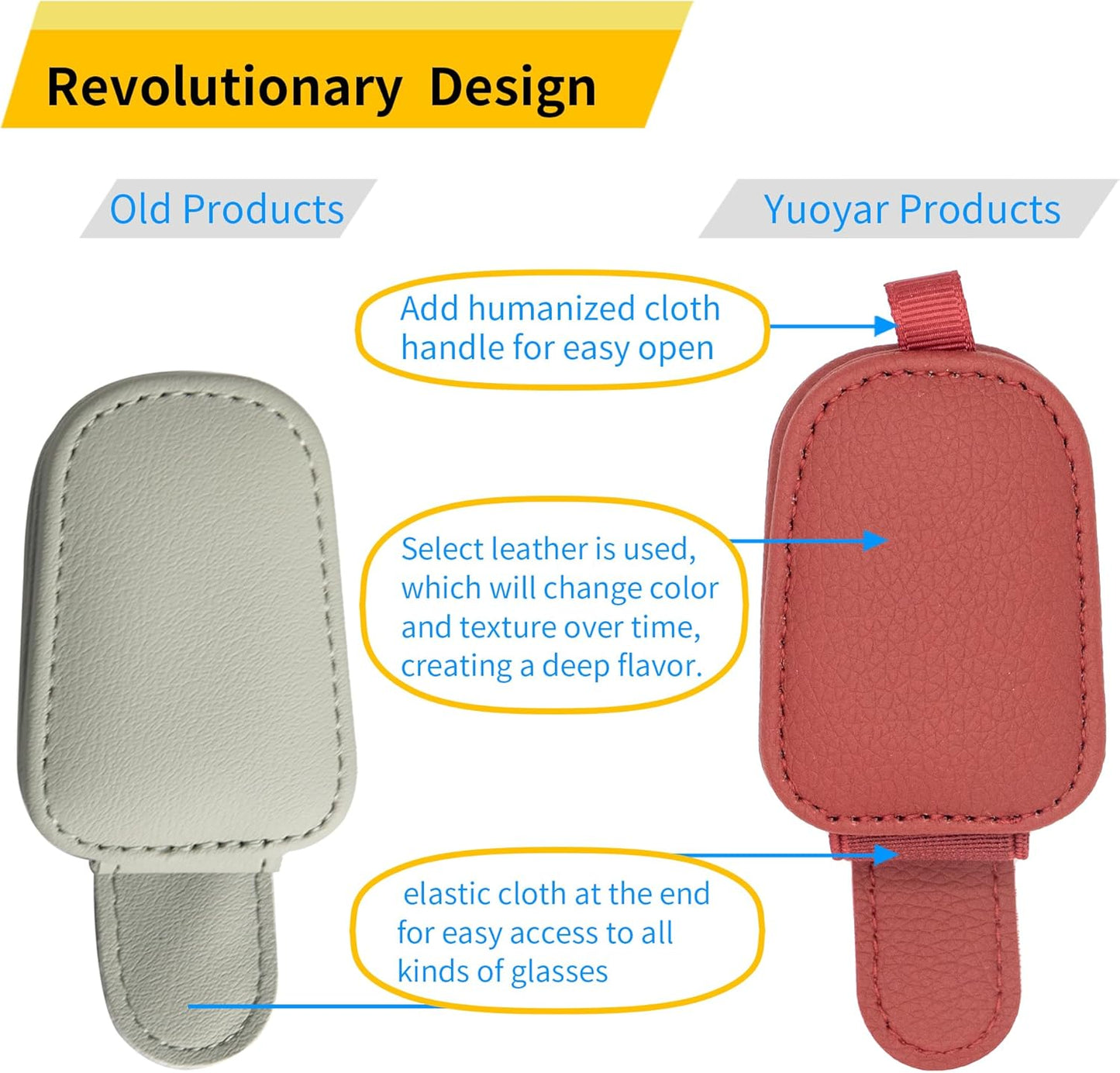 Magnetic Leather Car Visor Sunglass Holder 2 Pack