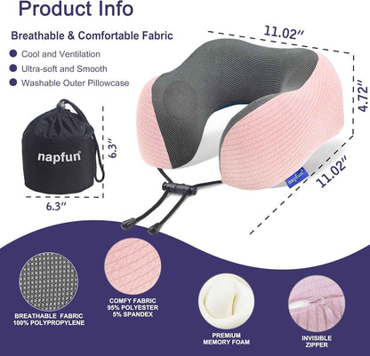 Ergonomic Memory Foam Flight Pillow with Integrated Support