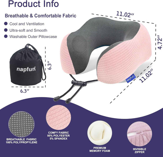 Ergonomic Memory Foam Flight Pillow with Integrated Support