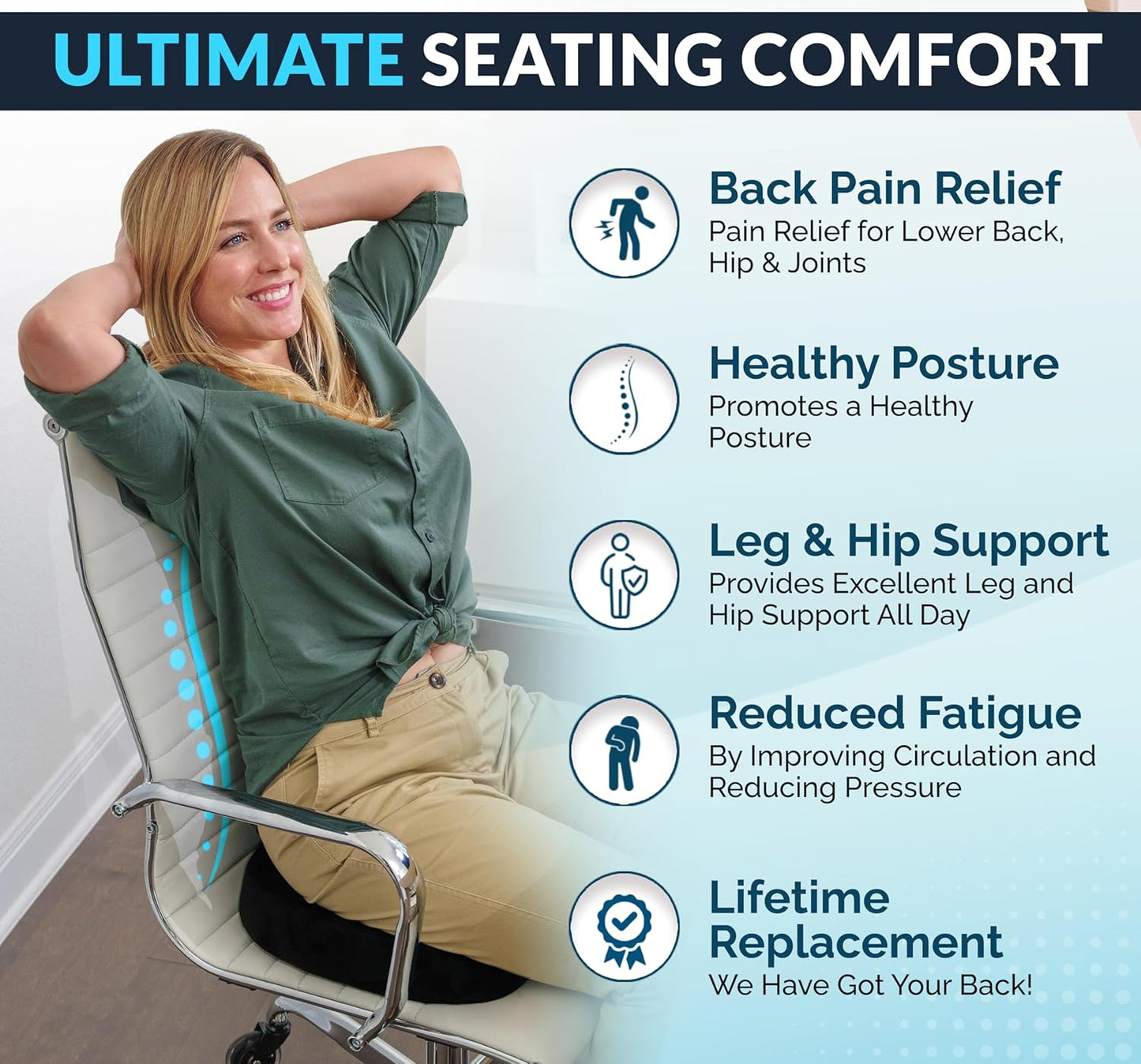 Premium Gel & Memory Foam Seat Cushion – Doctor Recommended Office Chair Cushion, Car Seat Cushion – Chair Cushions for Back & Sciatica Pain Relief – Seat Cushions for Office & Desk (Black)