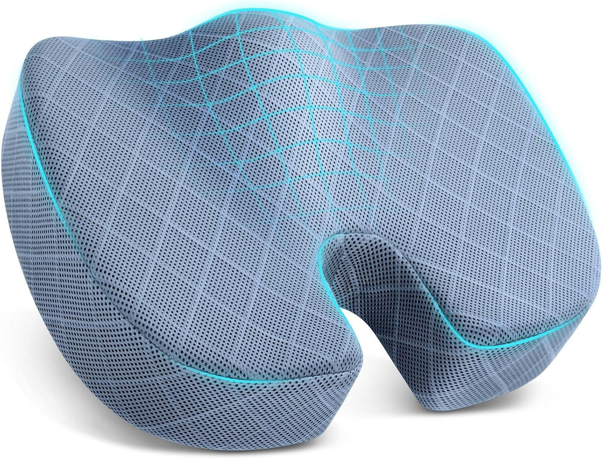 Office/ Car Seat Cushion, Non-Slip Sciatica & Back Coccyx Tailbone Pain Relief Chair Pad, Memory Foam Butt Pillow for Computer Desk, Wheelchair, Driving (Black)