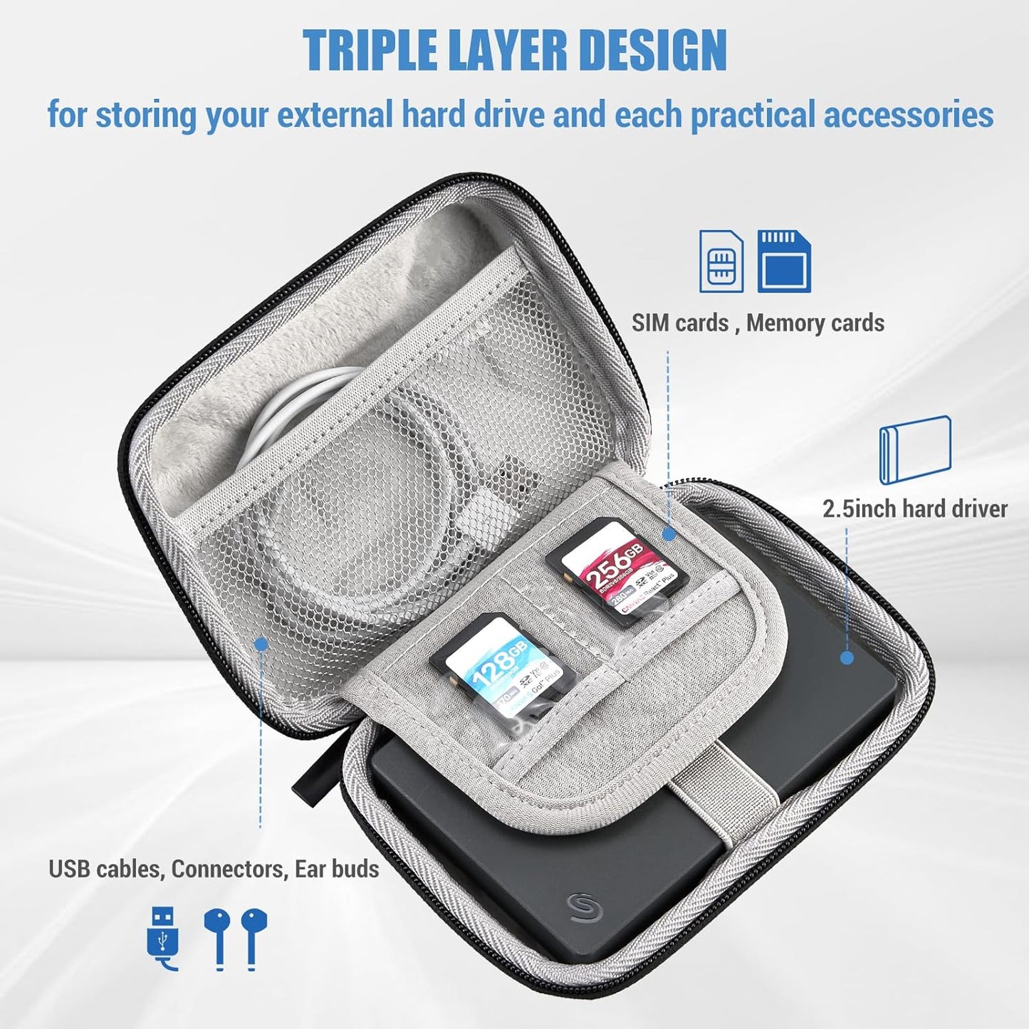 ProCase Hard Shell Case for 2.5" External Drives