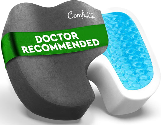 Premium Gel & Memory Foam Seat Cushion – Doctor Recommended Office Chair Cushion, Car Seat Cushion – Chair Cushions for Back & Sciatica Pain Relief – Seat Cushions for Office & Desk (Black)