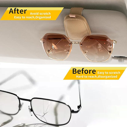 Magnetic Leather Car Visor Sunglass Holder 2 Pack