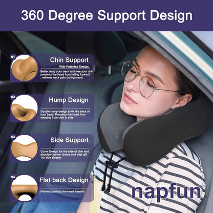 Ergonomic Memory Foam Flight Pillow with Integrated Support