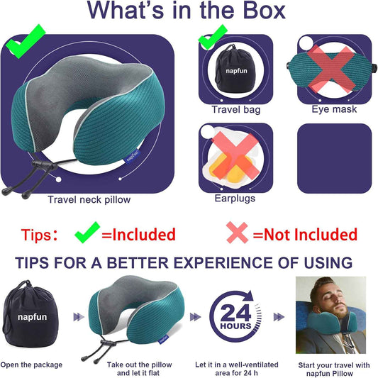 Ergonomic Memory Foam Flight Pillow with Integrated Support