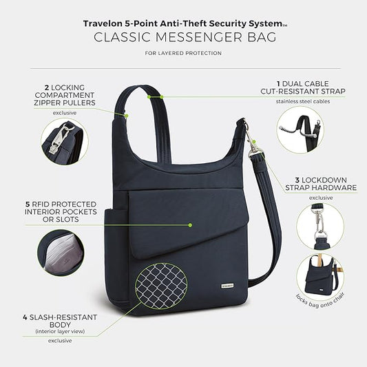 Travelon Anti-Theft Locking Messenger Bag