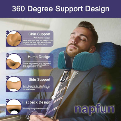 Ergonomic Memory Foam Flight Pillow with Integrated Support