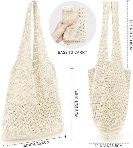 Hatisan Handmade Crochet Knit Beach Tote