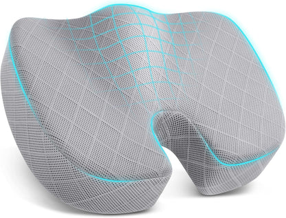 Office/ Car Seat Cushion, Non-Slip Sciatica & Back Coccyx Tailbone Pain Relief Chair Pad, Memory Foam Butt Pillow for Computer Desk, Wheelchair, Driving (Black)