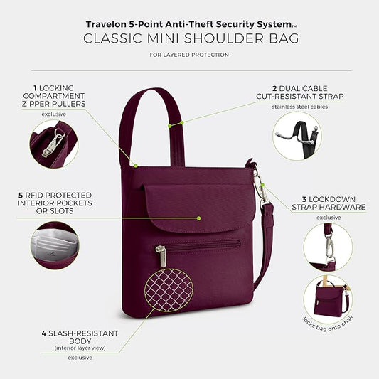 Travelon Anti-Theft Classic Mini Shoulder Bag