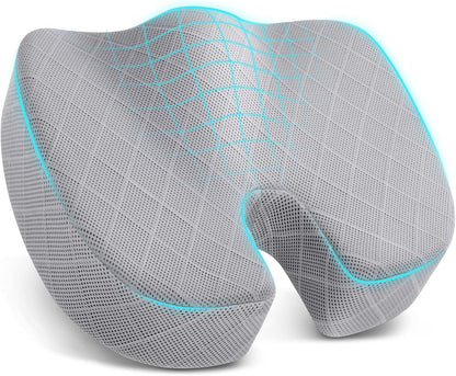 Office/ Car Seat Cushion, Non-Slip Sciatica & Back Coccyx Tailbone Pain Relief Chair Pad, Memory Foam Butt Pillow for Computer Desk, Wheelchair, Driving (Black)