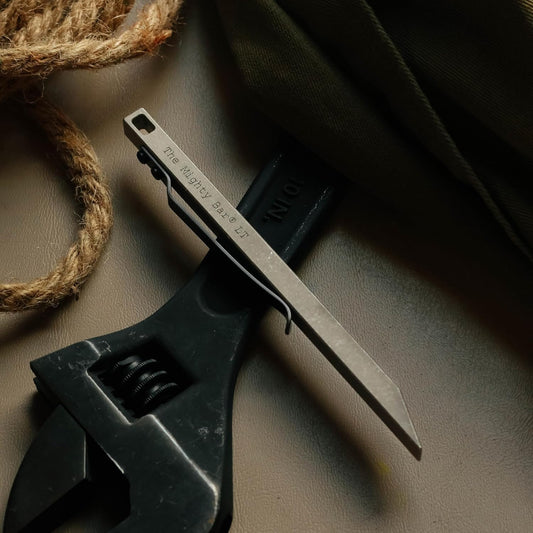 The Mighty Bar LT, Long Titanium Edition Pry Bar Tool, Stainless Steel Pocket Clip for EDC Made by
