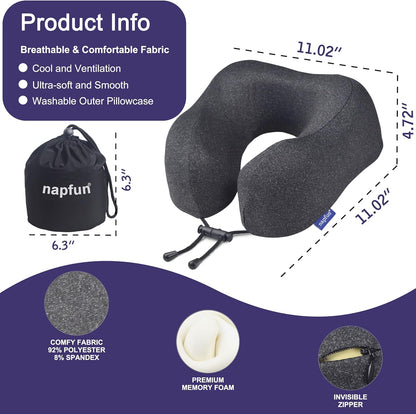 Contoured Memory Foam Travel Neck Pillow