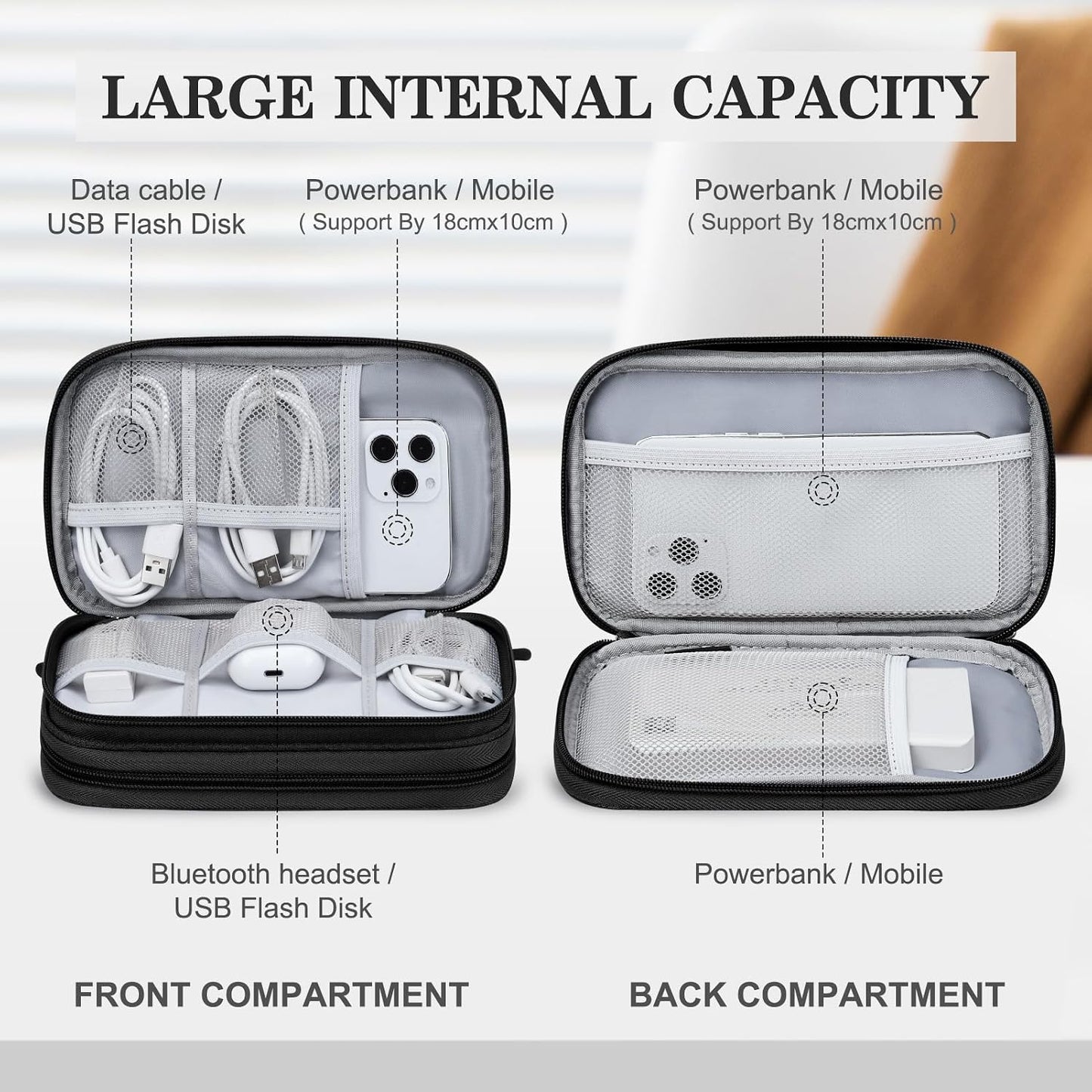 FYY Electronic Organizer with Double-Layer Storage
