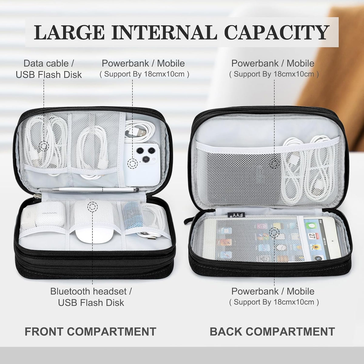 FYY Electronic Organizer with Double-Layer Storage