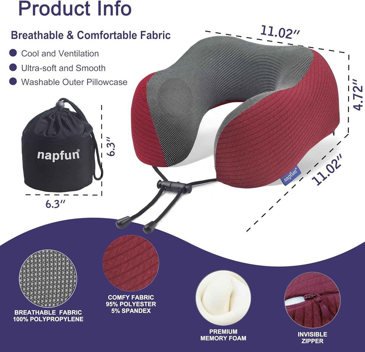 Ergonomic Memory Foam Flight Pillow with Integrated Support