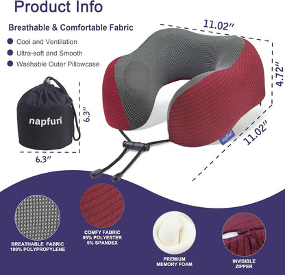 Ergonomic Memory Foam Flight Pillow with Integrated Support