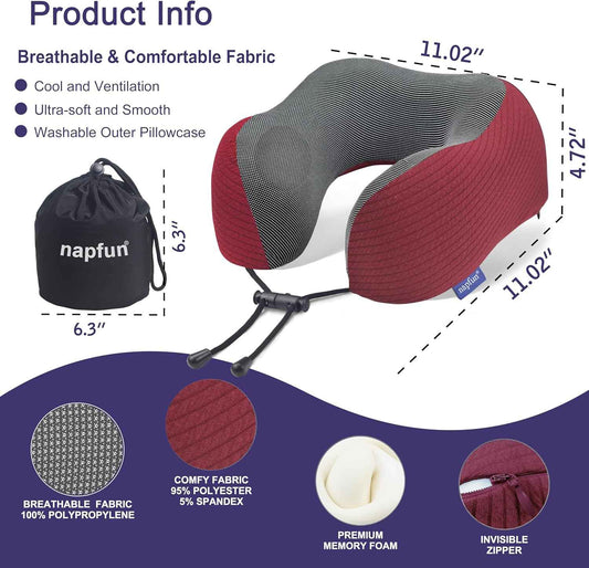 Ergonomic Memory Foam Flight Pillow with Integrated Support