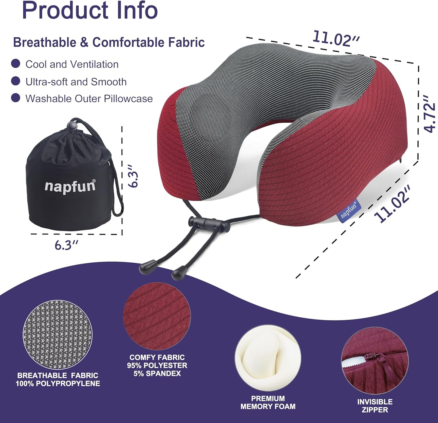 Contoured Memory Foam Travel Neck Pillow