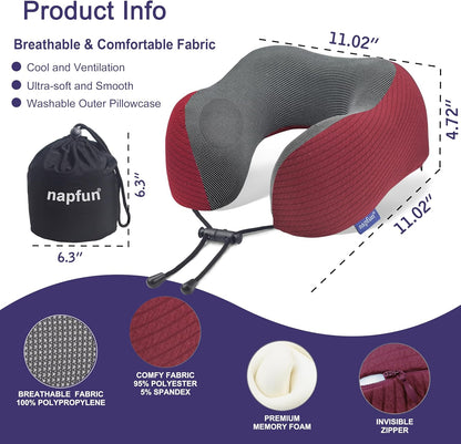 Contoured Memory Foam Travel Neck Pillow